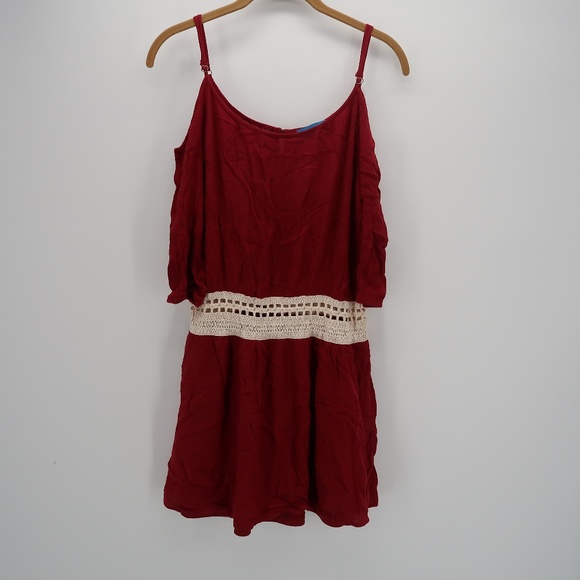 Willy Jay's Red Cold Shoulder Embroidered Dress - Picture 1 of 6